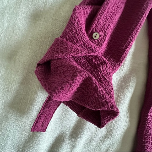 Soft Surroundings Blouse Womens 2X Purple Button Up Textured Lagenlook Flowy - Picture 5 of 13